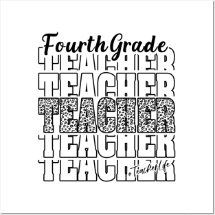 Funny Fourth Grade Teacher School Matching Teaching Leopard Posters and Art